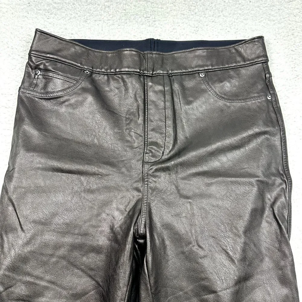 SPANX Faux Leather-Like Skinny Pant Women's Large Black‎ Ankle Stretch Slimming